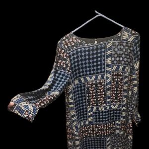 Patterned Long Sleeve Dress